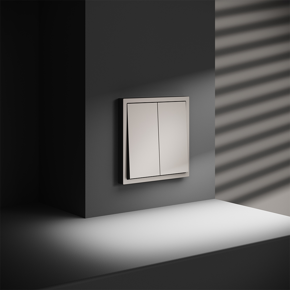 Выключатель двухклавишный встраиваемый Voltum S70 Кашемир VLS020103 — изображение 3