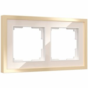 Рамка акриловая Werkel Baguette на 2 поста Айвори / Латунь W0022851