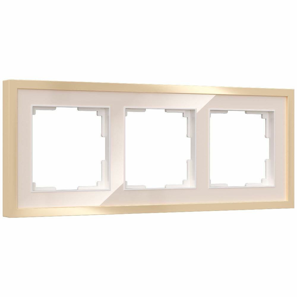 Рамка акриловая Werkel Baguette на 3 поста Айвори / Латунь W0032851