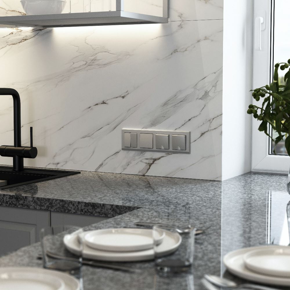 Выключатель одноклавишный встраиваемый Werkel Серебряный матовый W1110065 — изображение 2