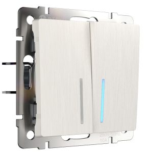 Выключатель двухклавишный встраиваемый Werkel с подсветкой Перламутровый рифленый W1120113