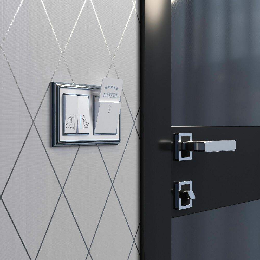 Выключатель двухклавишный встраиваемый Werkel для отелей Белый W1120801 — изображение 3