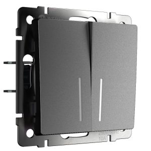 Выключатель двухклавишный встраиваемый проходной Werkel с подсветкой Графит матовый W1122164