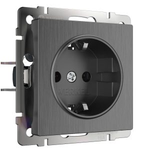 Розетка встраиваемая Werkel с заземлением Графит рифленый W1171004