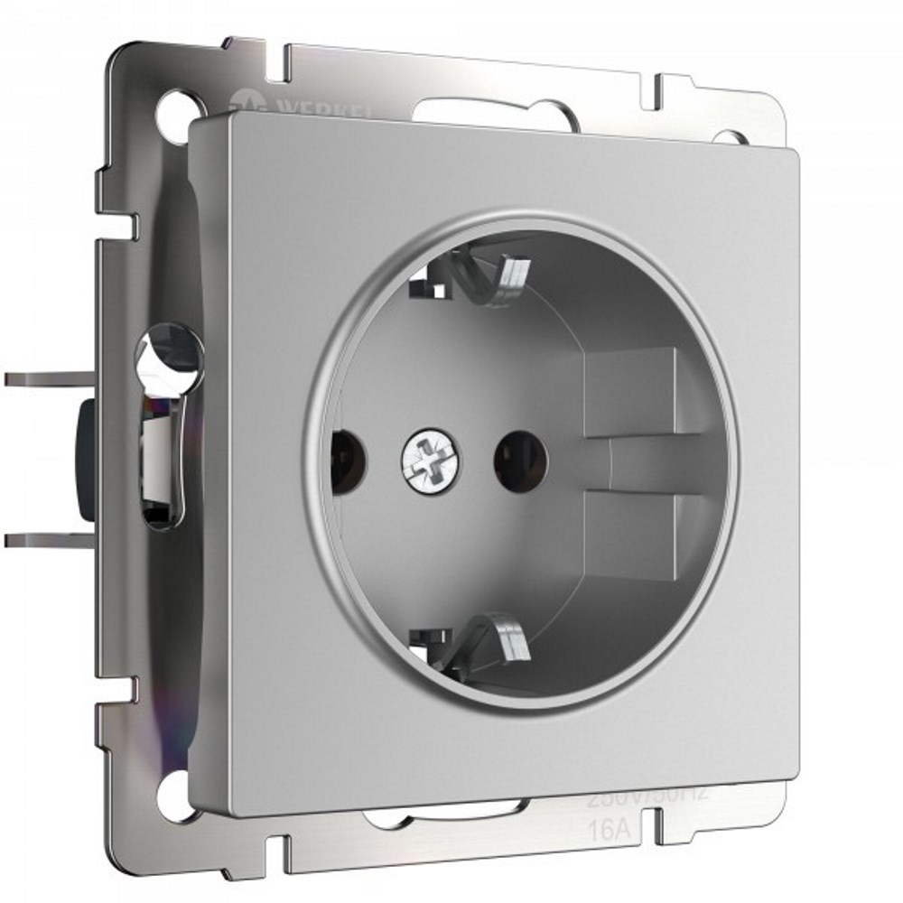 Розетка встраиваемая Werkel с заземлением Серебряный W1171006