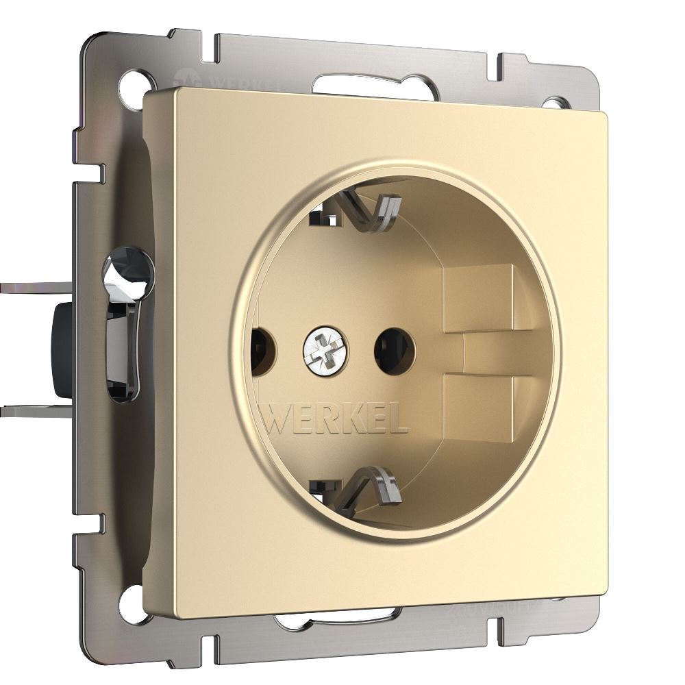 Розетка встраиваемая Werkel с заземлением и шторками Шампань W1171111