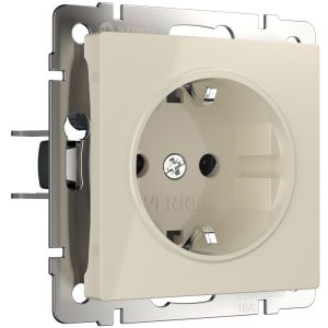Розетка встраиваемая Werkel с заземлением, безвинтовой зажим Слоновая кость W1171303