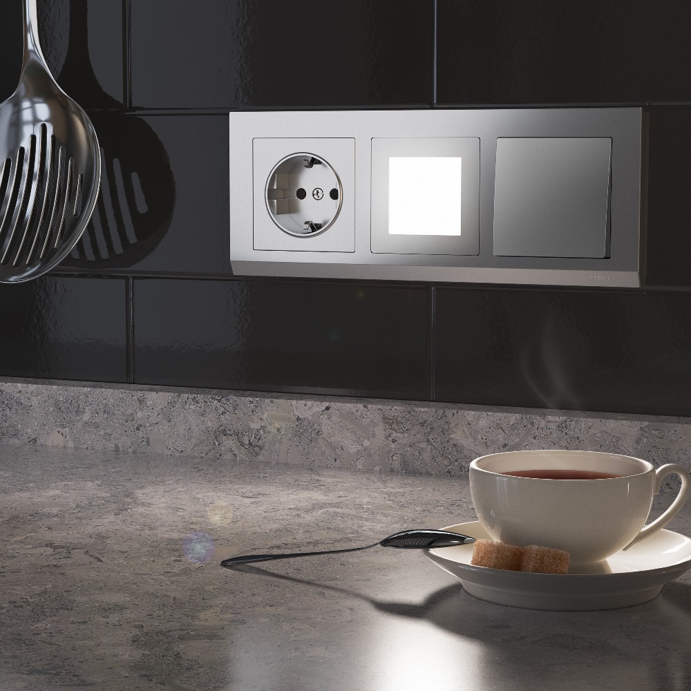 Розетка встраиваемая Werkel с заземлением, безвинтовой зажим Серебряный W1171306 — изображение 2