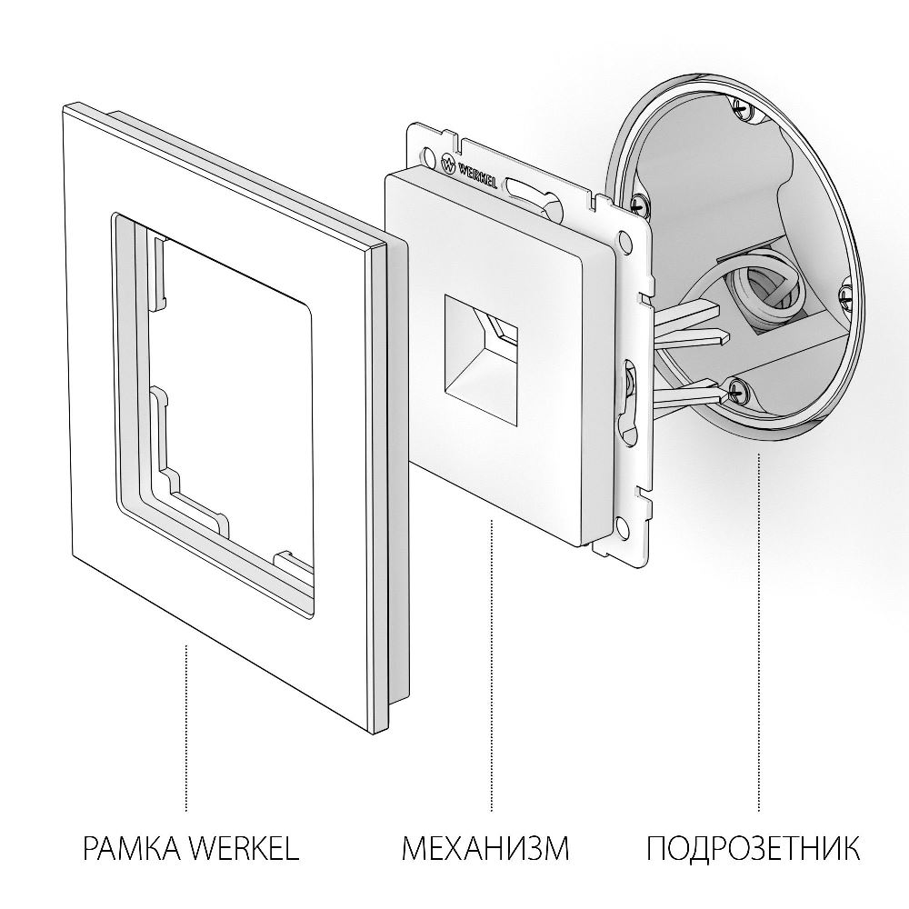 Розетка встраиваемая телефонная Werkel RJ-11 Черный матовый W1182008 — изображение 4