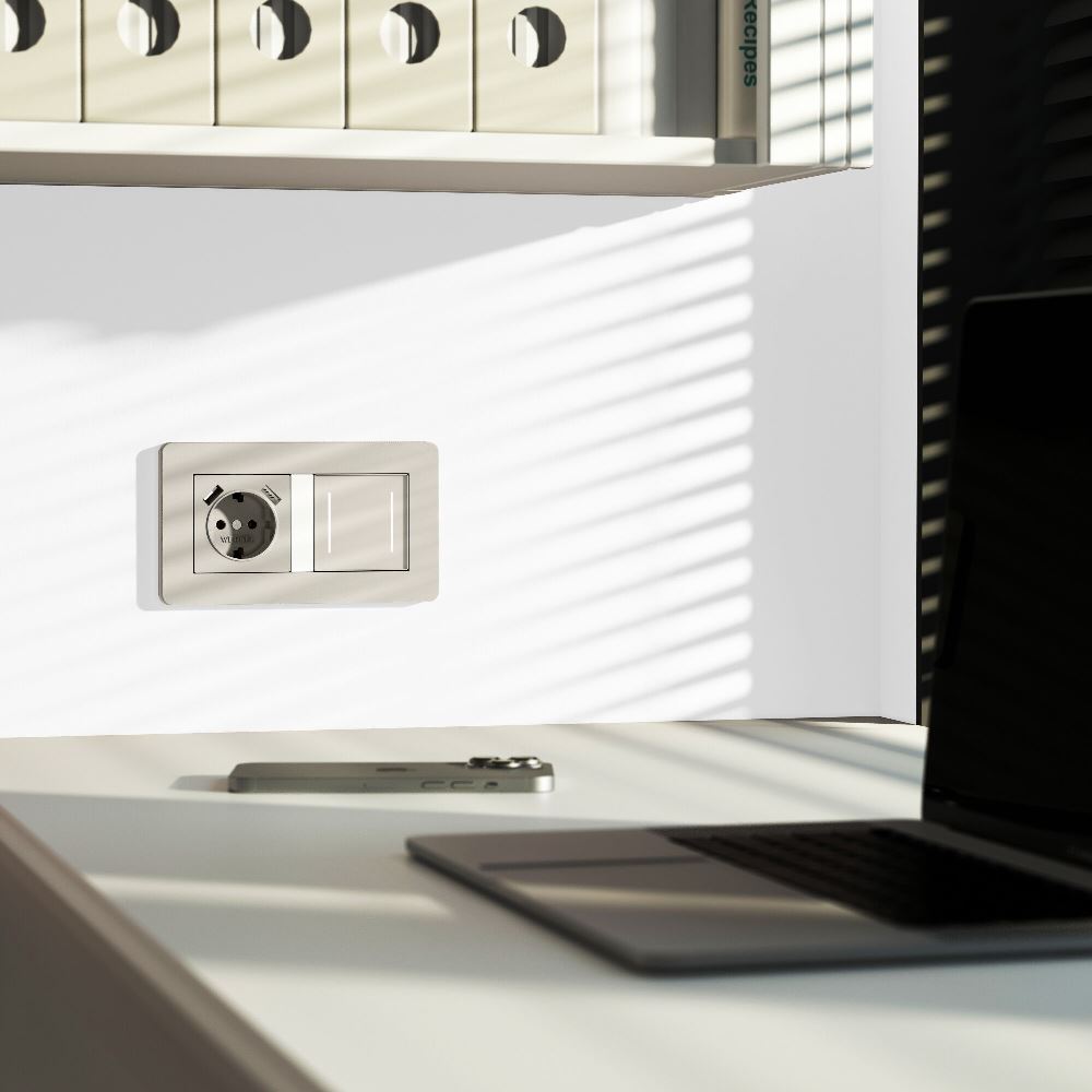 Выключатель двухклавишный встраиваемый сенсорный Werkel с подсветкой Дымчатый W4522014 — изображение 2