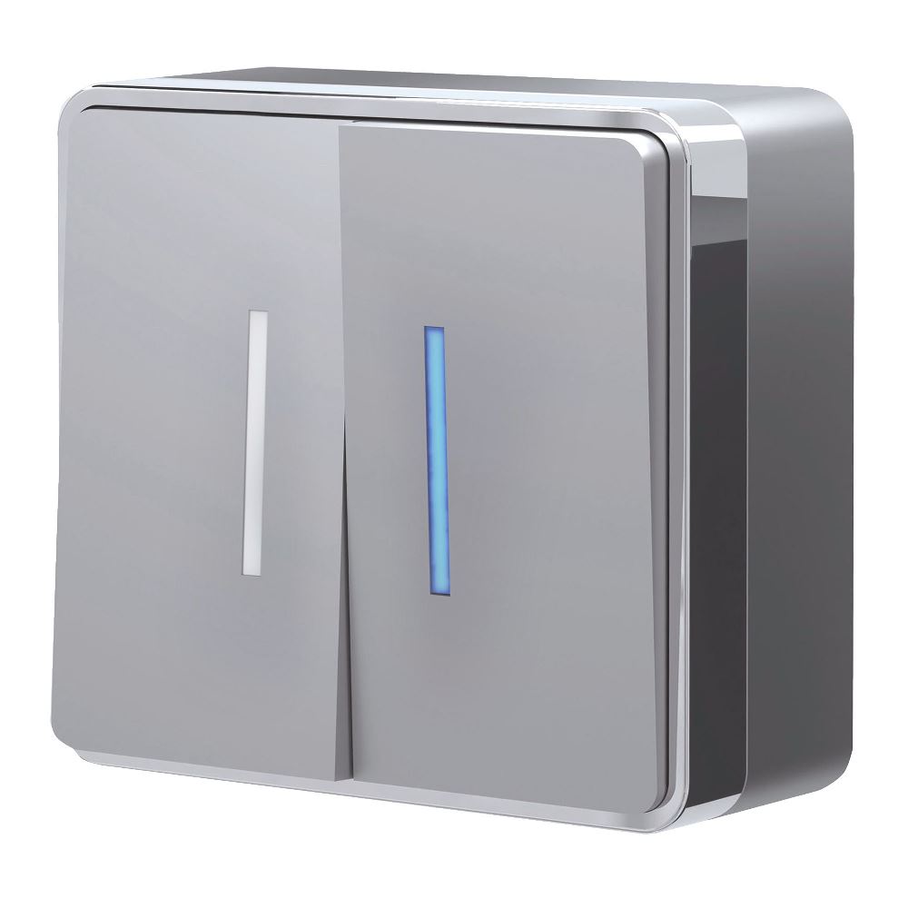 Выключатель двухклавишный накладной Werkel Gallant с подсветкой Cеребряный W5020106