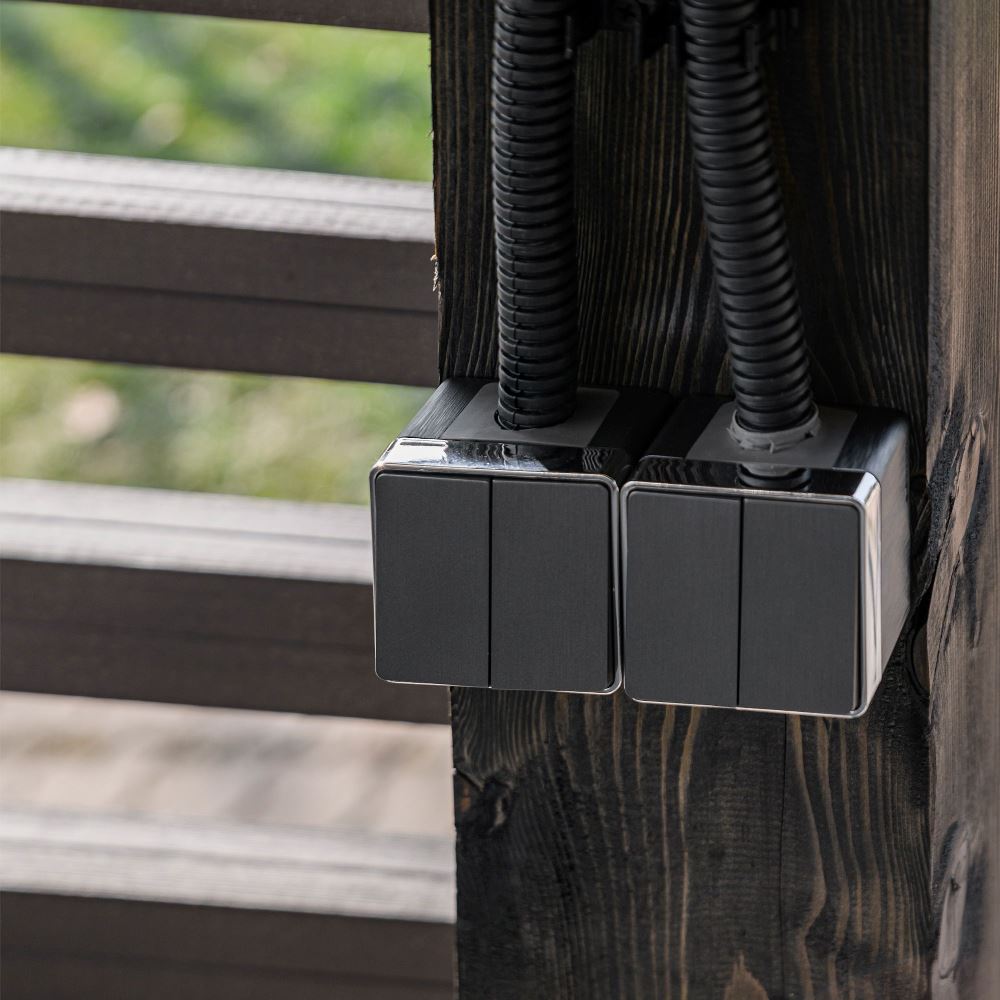 Выключатель двухклавишный накладной влагозащищенный Werkel Gallant Графит W5020204 — изображение 2