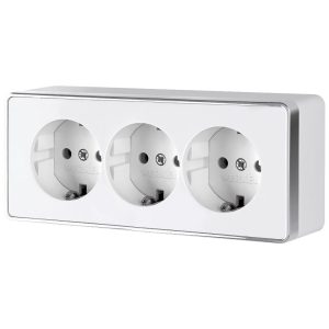 Розетка накладная тройная Werkel Gallant с заземлением и шторками Белый W5073101
