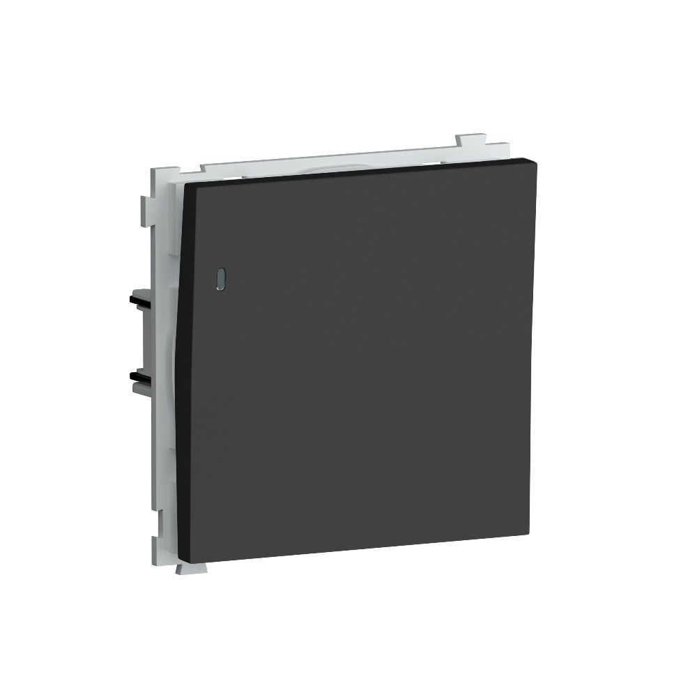 Выключатель одноклавишный встраиваемый Donel R98 с подсветкой Черный матовый DA03101-DA29028