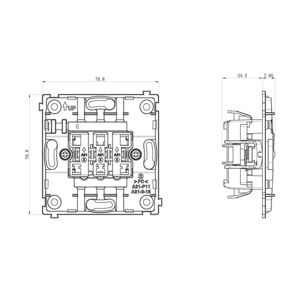 Выключатель трехклавишный встраиваемый Donel R98 с подсветкой Алюминий матовый DA03103-DA28326 — изображение 6