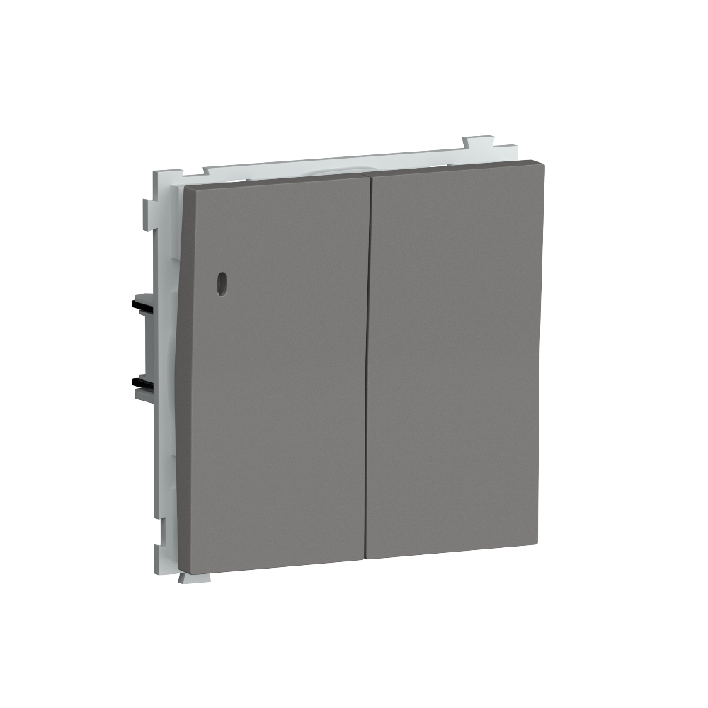 Выключатель двухклавишный встраиваемый Donel R98 с подсветкой Шоколад матовый DA03105-DA28542