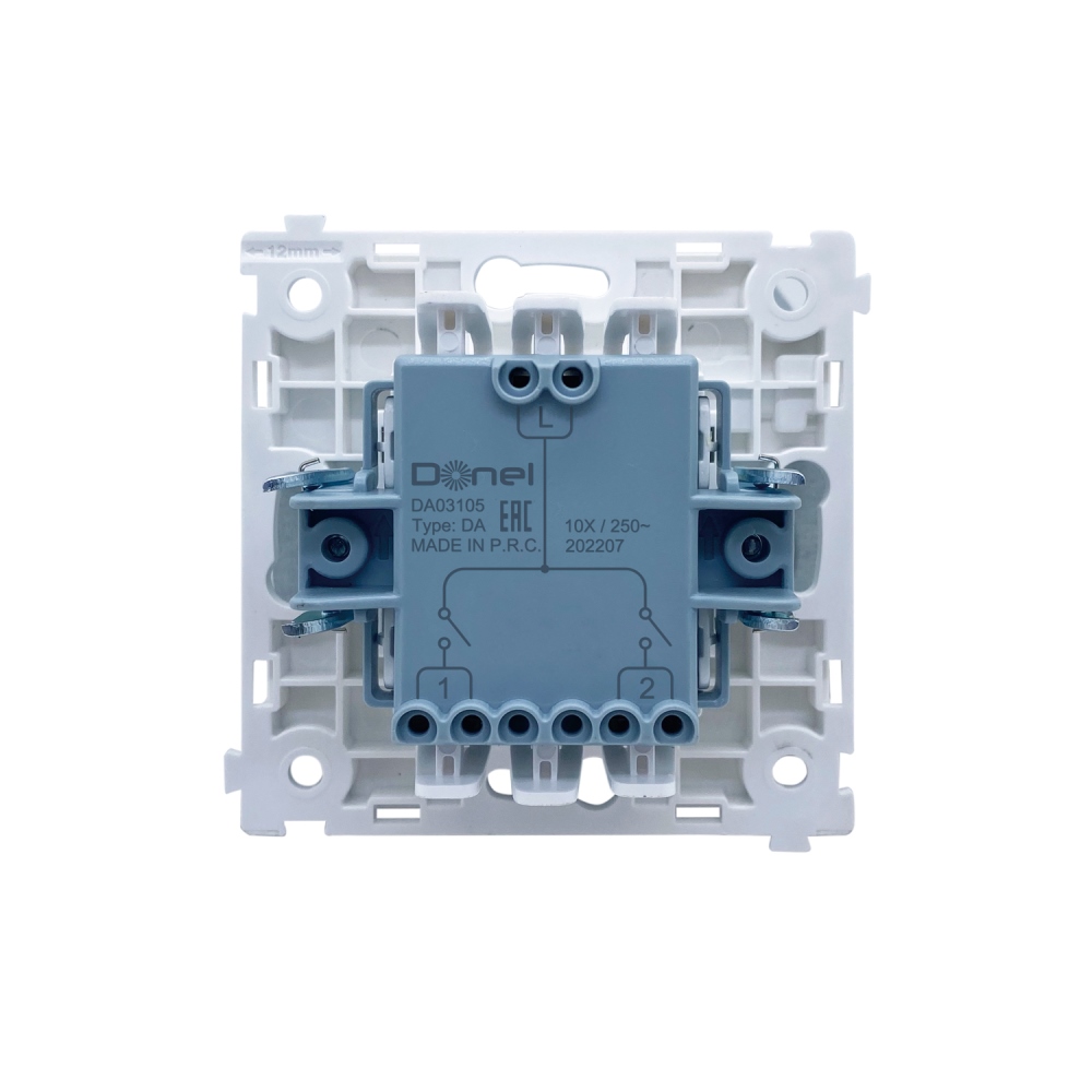 Выключатель двухклавишный встраиваемый Donel R98 с подсветкой Алюминий матовый DA03105-DA28526 — изображение 4