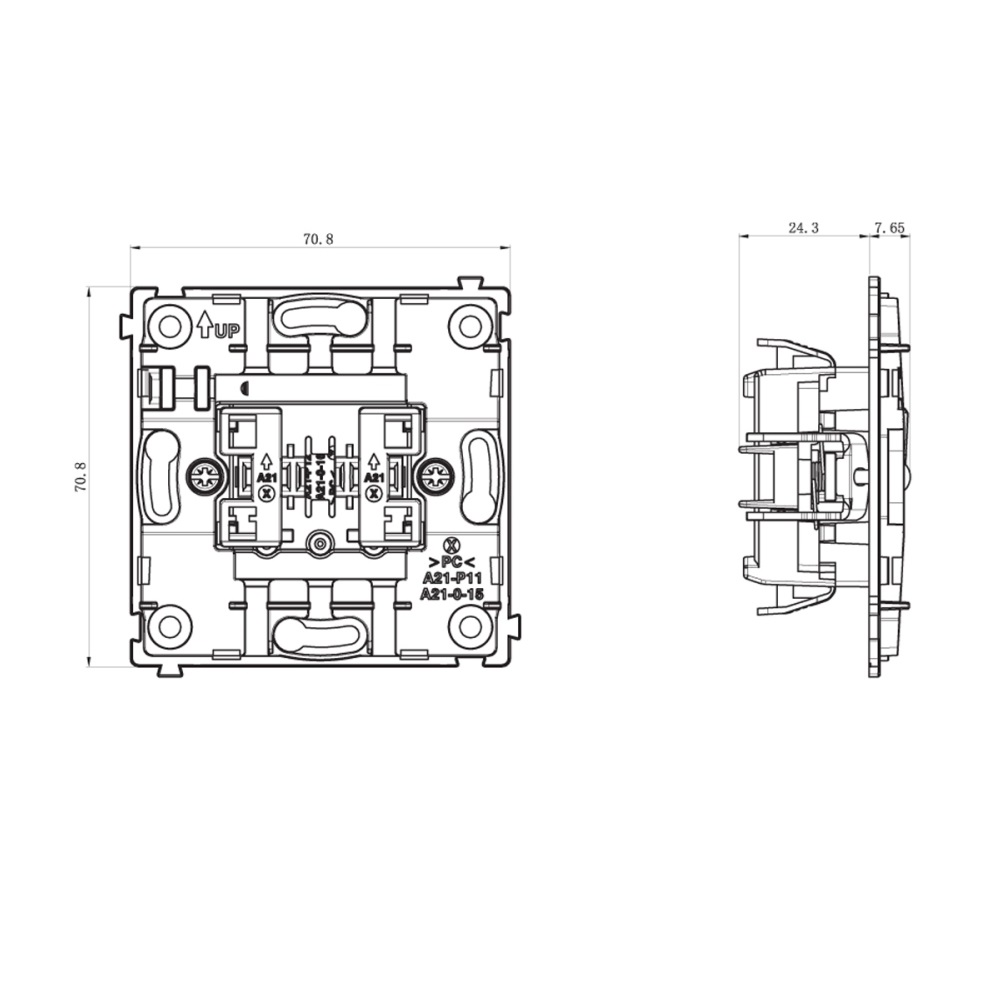 Выключатель двухклавишный встраиваемый Donel R98 с подсветкой Алюминий матовый DA03105-DA28526 — изображение 6