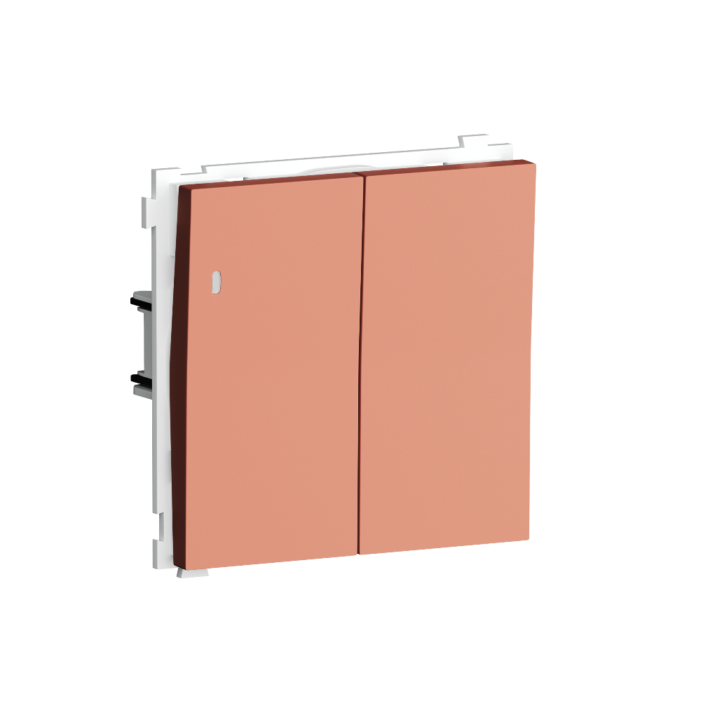 Выключатель двухклавишный встраиваемый Donel R98 с подсветкой Коралл матовый DA03105-DA28545