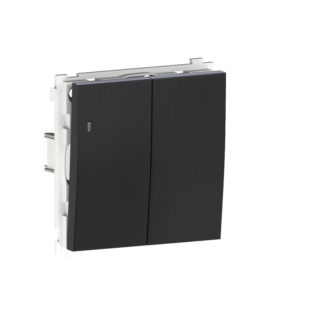 Выключатель двухклавишный встраиваемый Donel R98 Metal с подсветкой Вороненая сталь DA03105-DA285GS