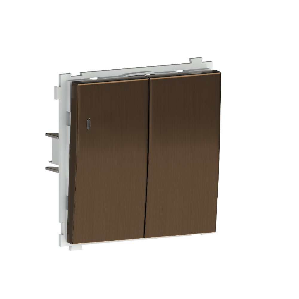 Выключатель двухклавишный встраиваемый Donel R98 Metal с подсветкой Латунь DA03105-DA285ME