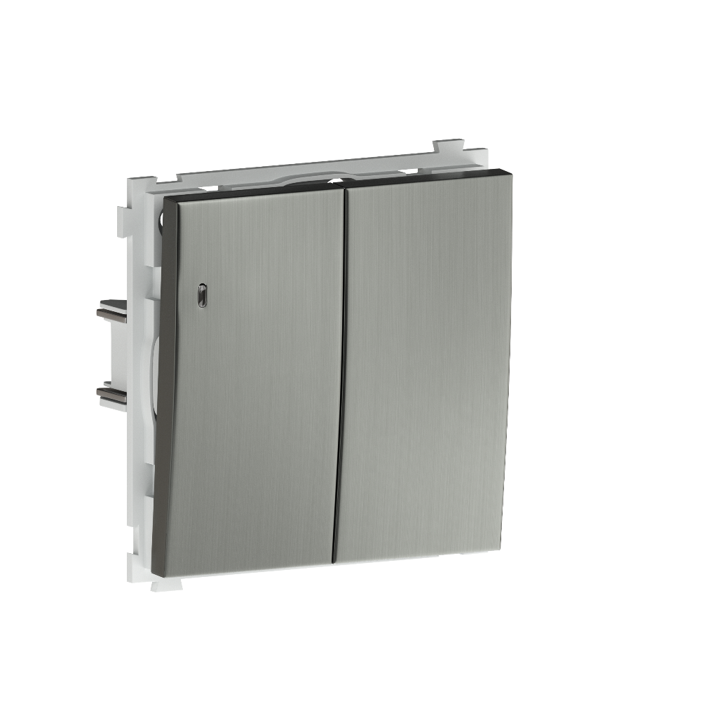 Выключатель двухклавишный встраиваемый Donel R98 Metal с подсветкой Никель DA03105-DA285NB