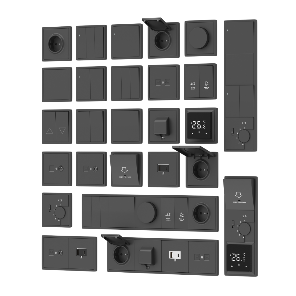 Выключатель одноклавишный встраиваемый Donel R98 Черный матовый DA10100-DA29628 — изображение 3