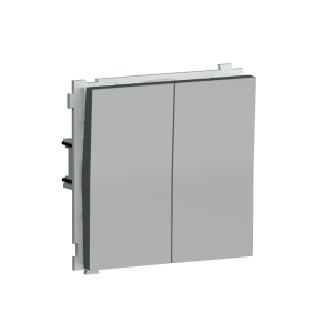 Выключатель двухклавишный встраиваемый проходной Donel R98 Алюминий матовый DA10800-DA29526