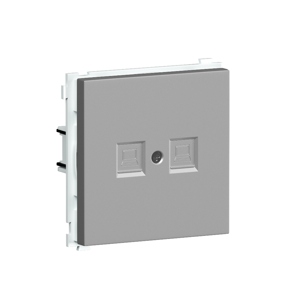 Розетка встраиваемая двойная Ethernet Donel R98 RJ45 2-я Cat.6/ClassE-8/8 Алюминий матовый DA16600-DA86926