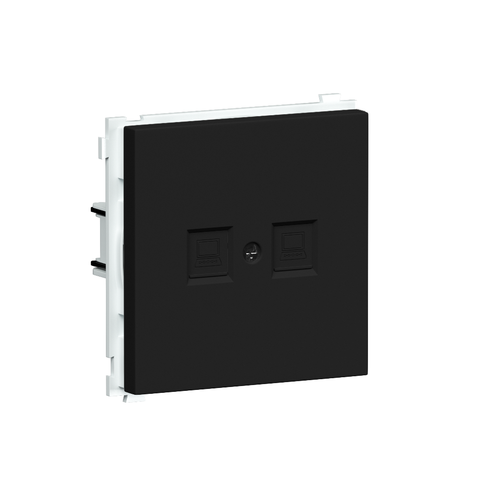 Розетка встраиваемая двойная Ethernet Donel R98 RJ45 2-я Cat.6/ClassE-8/8 Карбон матовый DA16600-DA86930