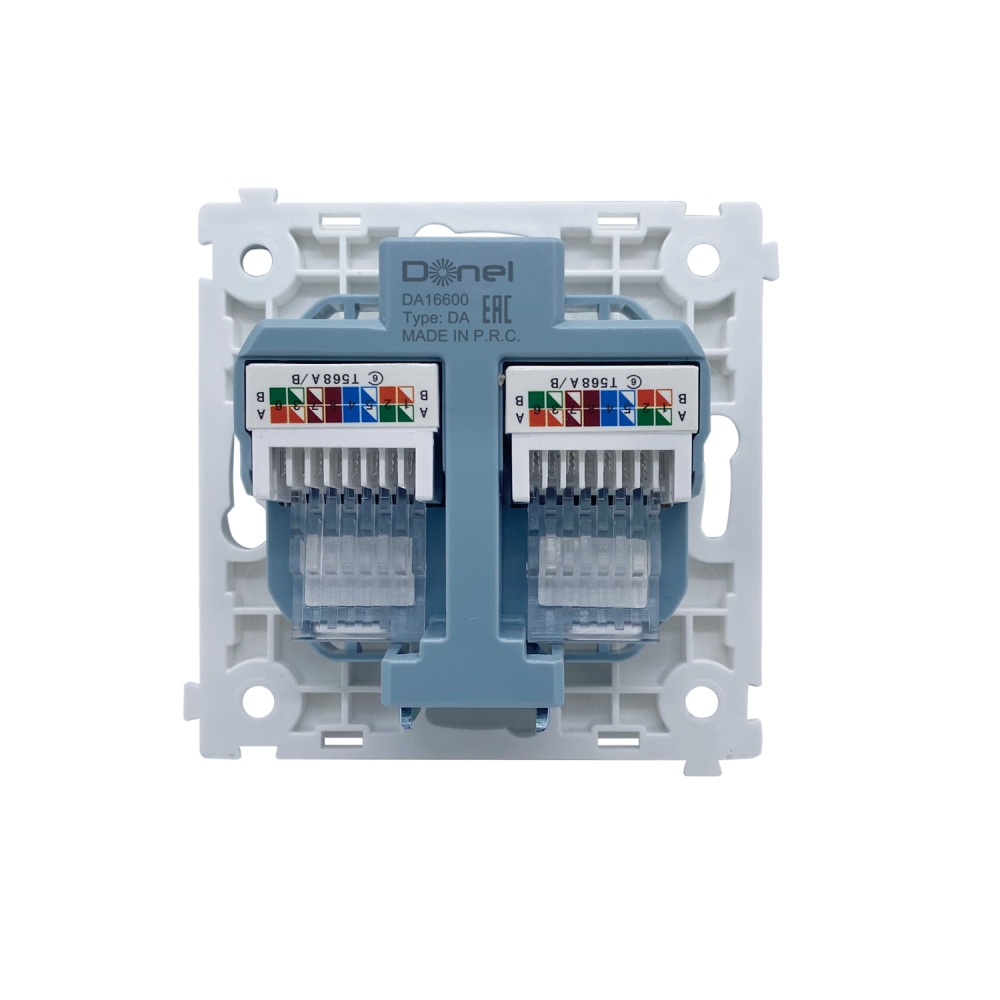 Розетка встраиваемая двойная Ethernet Donel R98 Metal RJ45 (cat.6/ClassE-8) Вороненая сталь DA16600-DA869GS — изображение 4