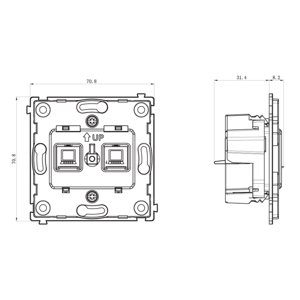 Розетка встраиваемая двойная Ethernet Donel R98 Metal RJ45 (cat.6/ClassE-8) Вороненая сталь DA16600-DA869GS — изображение 7