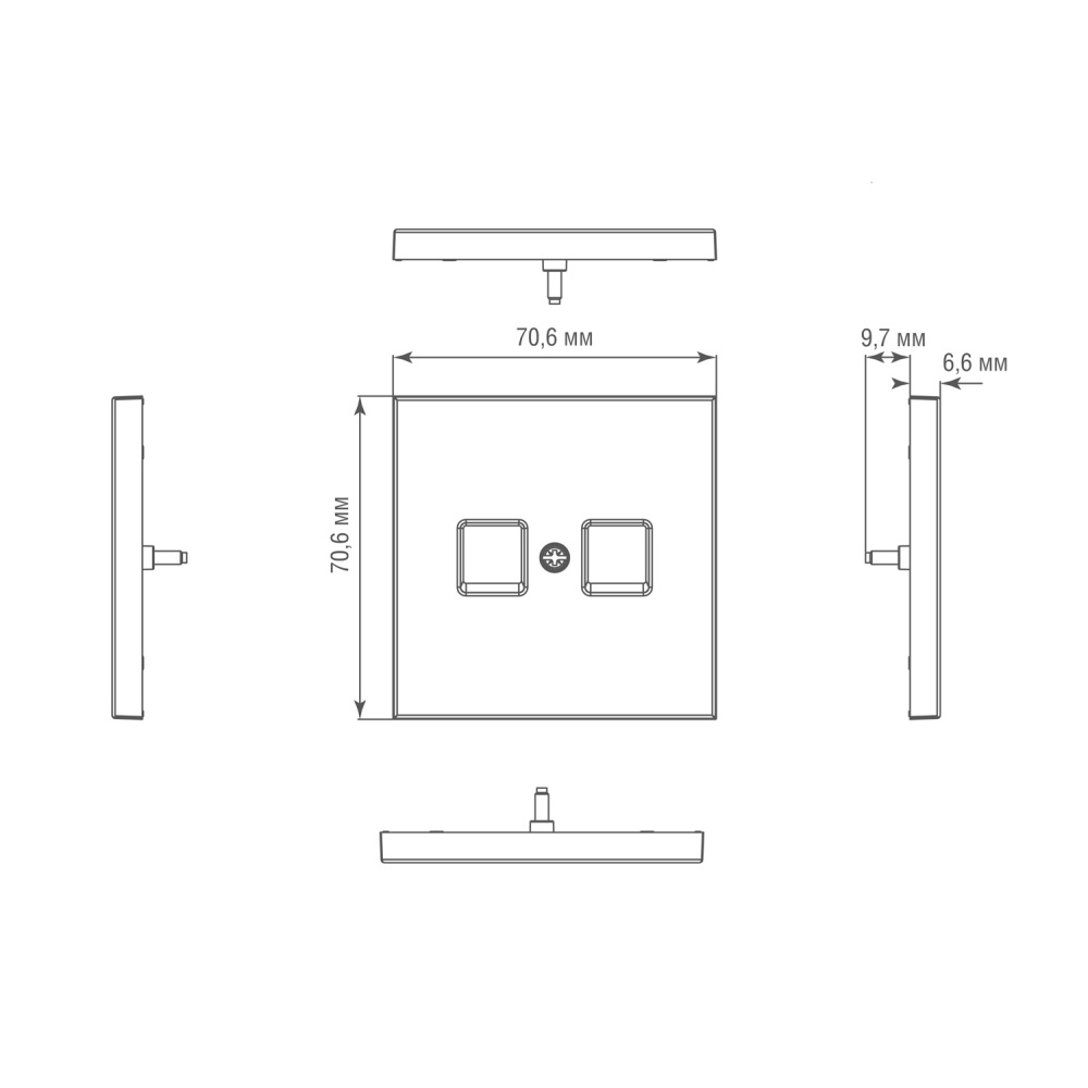 Розетка встраиваемая двойная Ethernet Donel R98 Metal RJ45 (cat.6/ClassE-8) Вороненая сталь DA16600-DA869GS — изображение 6