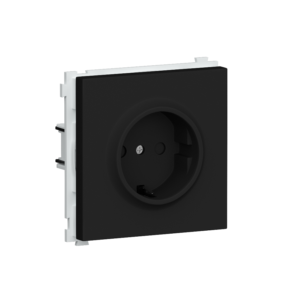 Розетка встраиваемая Donel R98 Schuko с заземлением и шторками на клеммах Карбон матовый DA17700-DA22030