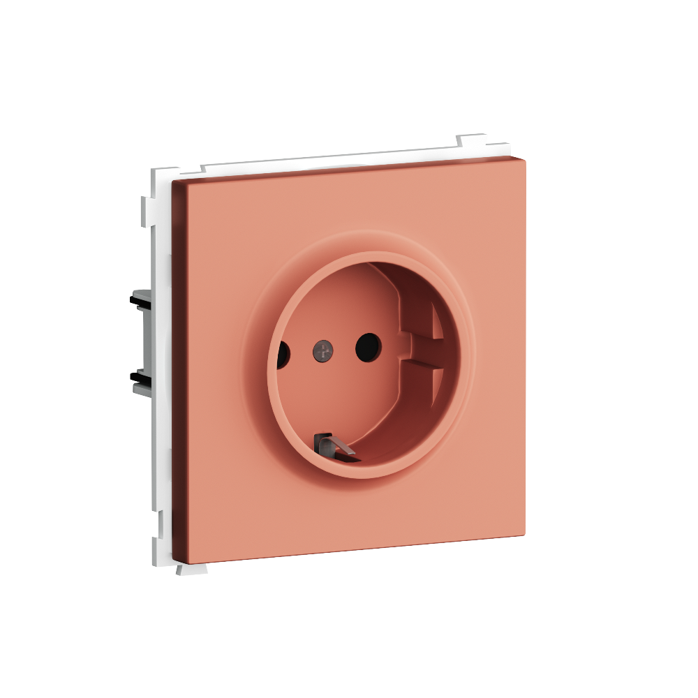 Розетка встраиваемая Donel R98 Schuko с заземлением и шторками на клеммах Коралл матовый DA17700-DA22045