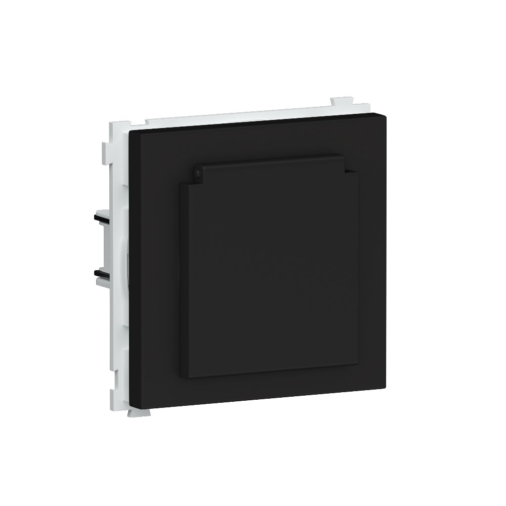 Розетка встраиваемая Donel R98 Schuko с крышкой и заземлением на клеммах Карбон матовый DA17700-DA45430 — изображение 2