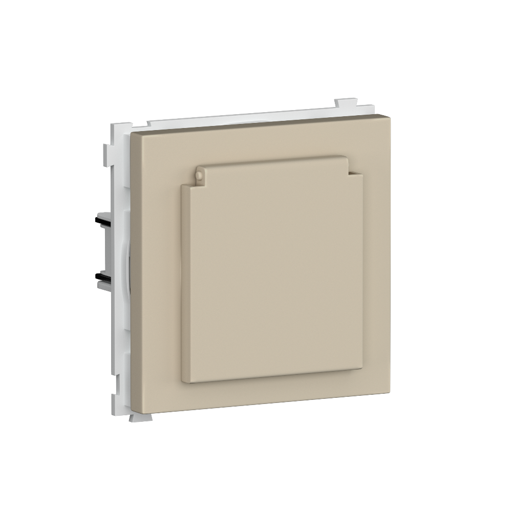 Розетка встраиваемая Donel R98 Schuko с крышкой и заземлением на клеммах Кашемир матовый DA17700-DA45435 — изображение 2