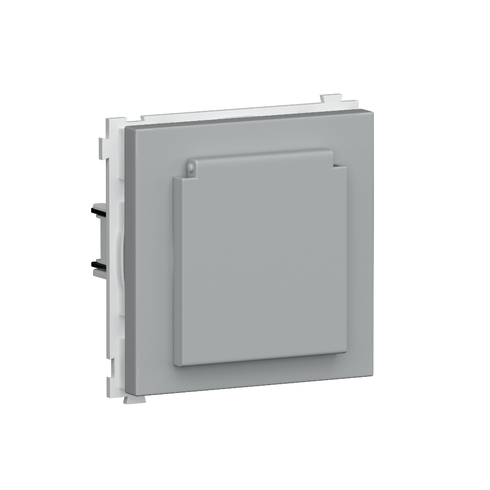 Розетка встраиваемая Donel R98 Schuko с крышкой и заземлением на клеммах Серый матовый DA17700-DA45440 — изображение 2