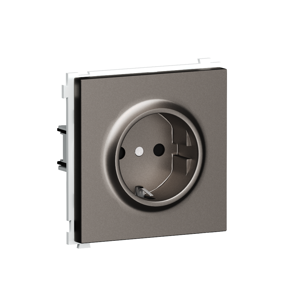 Розетка встраиваемая Donel R98 Schuko с заземлением и шторками на винтах Сталь матовая DA18800-DA22037