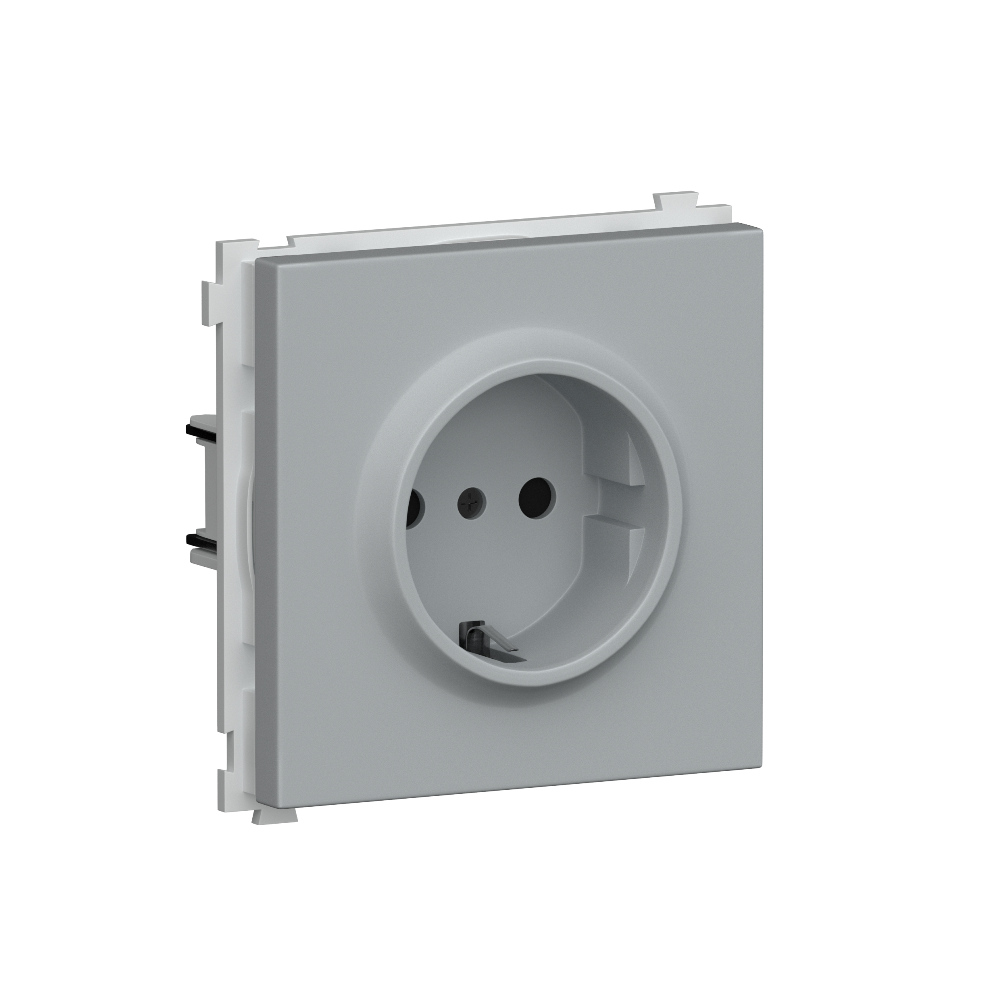 Розетка встраиваемая Donel R98 Schuko с заземлением и шторками на винтах Серый матовый DA18800-DA22040