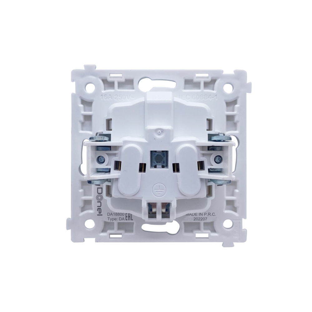 Розетка встраиваемая Donel R98 Schuko с заземлением и шторками на винтах Сталь матовая DA18800-DA22037 — изображение 4