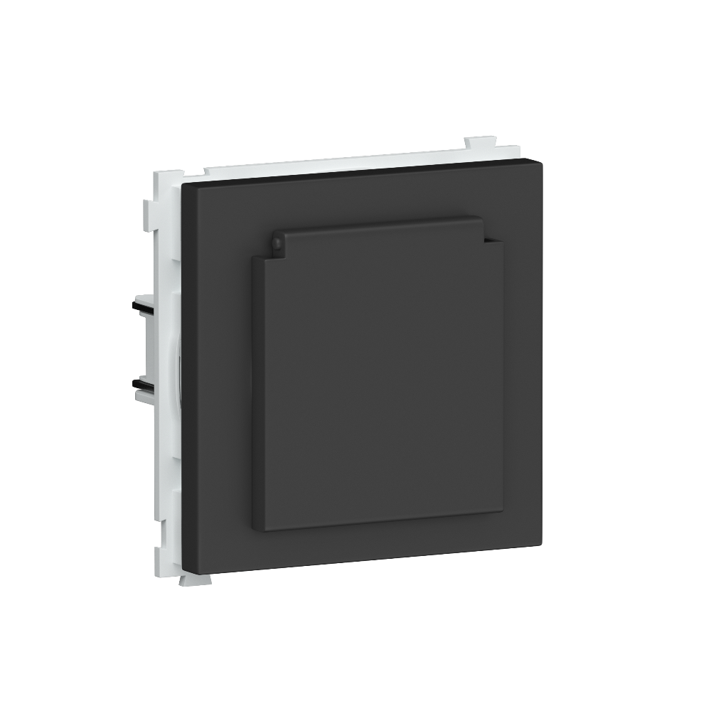 Розетка встраиваемая Donel R98 Schuko с крышкой и заземлением на винтах Черный матовый DA18800-DA45428 — изображение 2