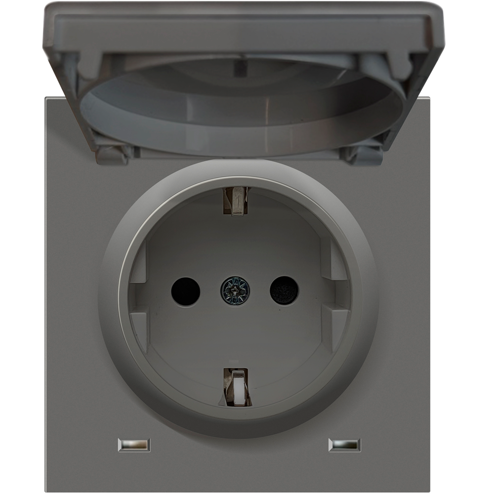 Розетка встраиваемая Donel R98 Schuko с крышкой и заземлением на винтах Шоколад матовый DA18800-DA45442 — изображение 3