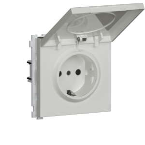 Розетка встраиваемая Donel R98 Schuko с крышкой и заземлением на винтах Белый глянцевый DA18800-DA52003