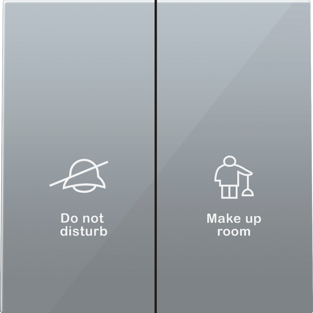 Выключатель двухклавишный встраиваемый Donel R98 с символами DND/MUR Алюминий матовый DA25800-DA88826 — изображение 2