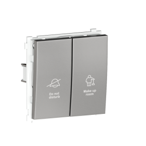 Выключатель двухклавишный встраиваемый Donel R98 Metal с символами DND/MUR Благородная сталь DA25800-DA888ES