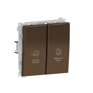 Выключатель двухклавишный встраиваемый Donel R98 Metal с символами DND/MUR Латунь DA25800-DA888ME