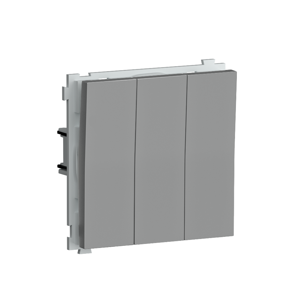 Выключатель трехклавишный встраиваемый Donel R98 Алюминий матовый DA28300-DA29326