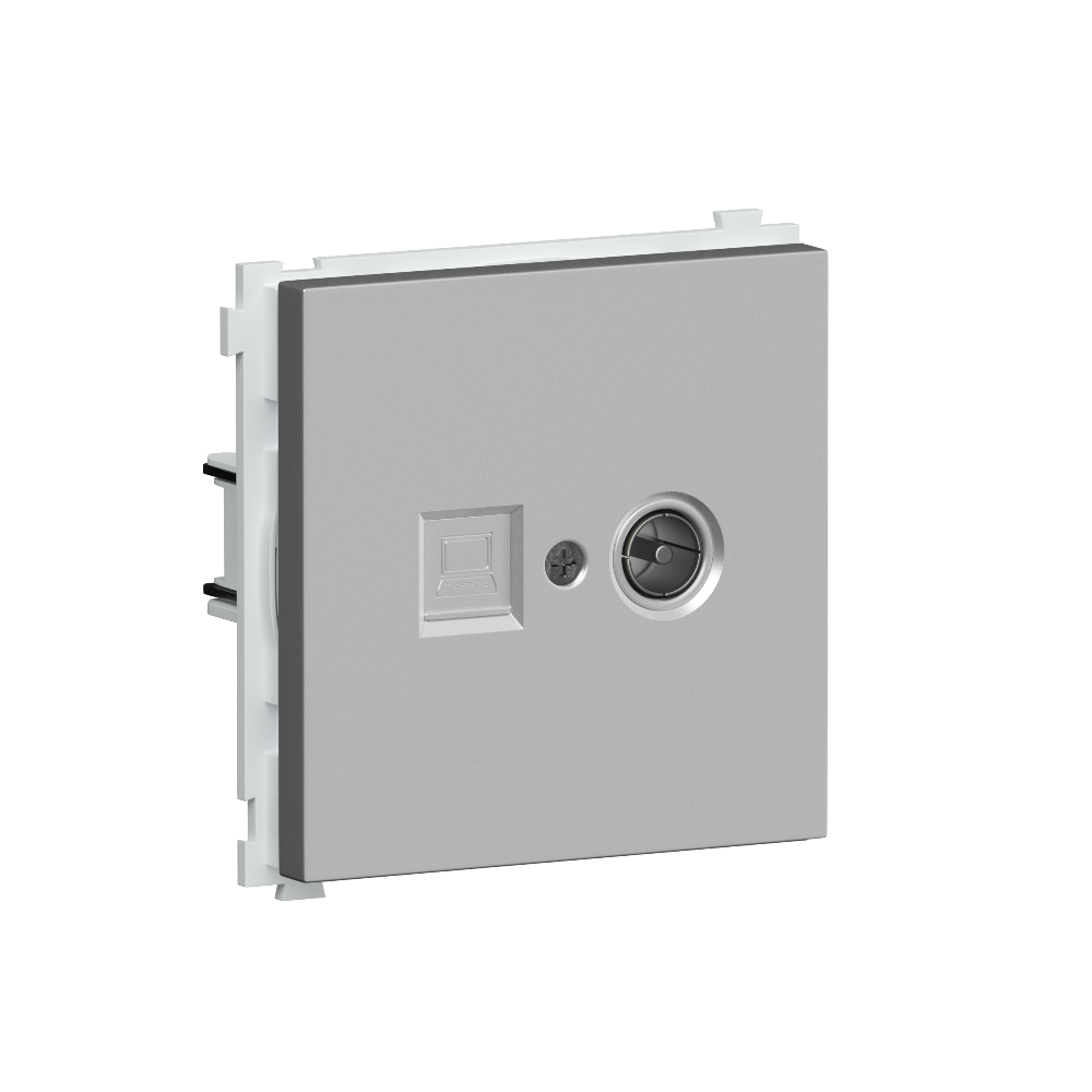 Розетка встраиваемая комбинированная Donel R98 RJ45+ SAT Алюминий матовый DA30600-DA88926