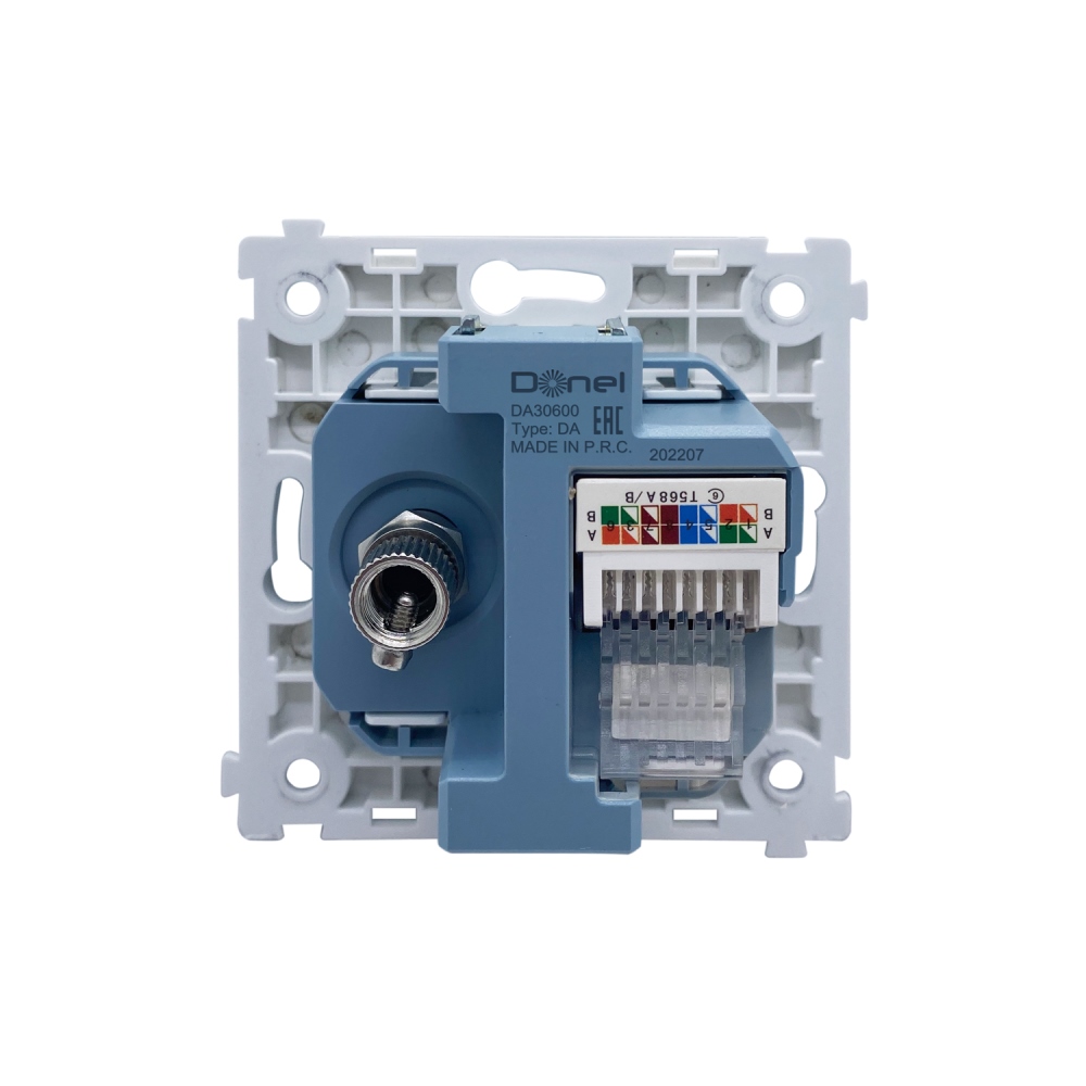 Розетка встраиваемая комбинированная Donel R98 RJ45+ SAT Алюминий матовый DA30600-DA88926 — изображение 3